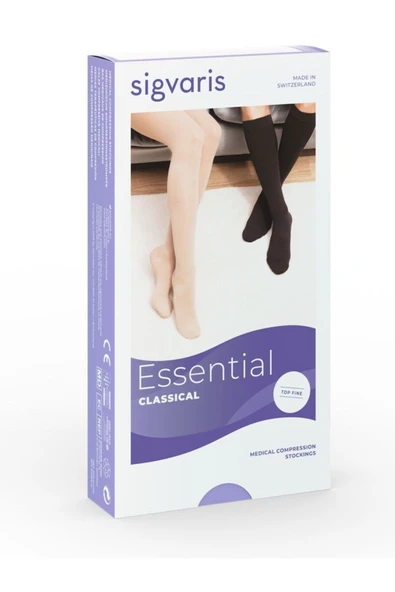 SİGVARİS Essential Classical (TOPFİNE) /Diz Altı /Orta Basınç / A.burun /siyah ürün görseli 1