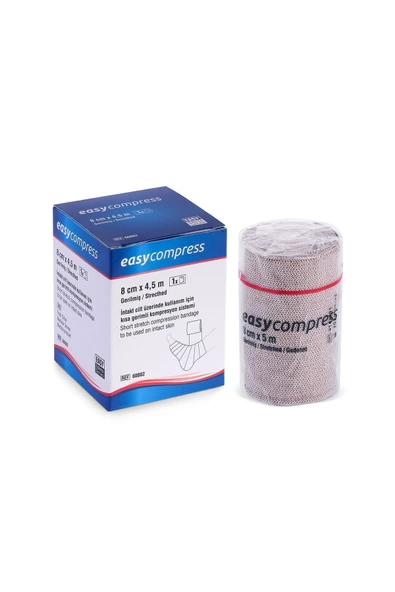 EASY Compress Kısa Germe Bandajı, Lenfödem Bandajı, Kompresyon Bandajı 8cmx4,5cm ürün görseli 1