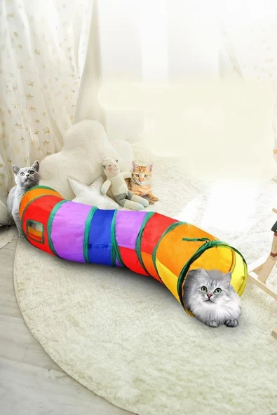 Kıvrımlı Kedi Tüneli Katlanır Gökkuşağı S Kıvrımlı Kedi Köpek Oyun Tüneli Evcil Hayvan Tüneli 2111 ürün görseli 1