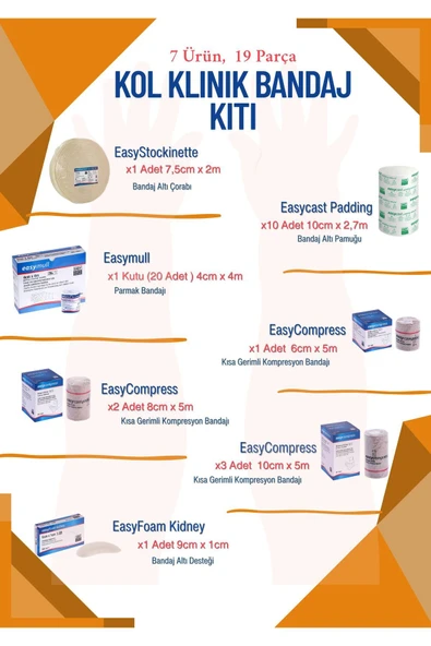 EASY Lenfödem (ÜST EKSTREMİTE) Tam KOL Kompresyon Bandaj Seti ürün görseli 1