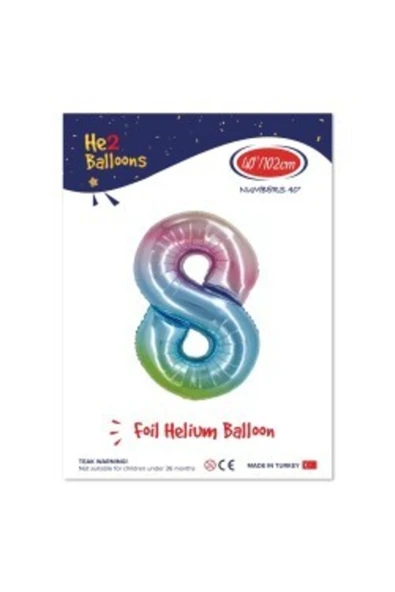 Kikajoy Rakam Folyo Balon 40" Rainbow -8- ürün görseli 1
