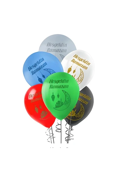 HOŞGELDİN RAMAZAN BASKILI PASTEL BALON 100 ADET 11" ürün görseli 1