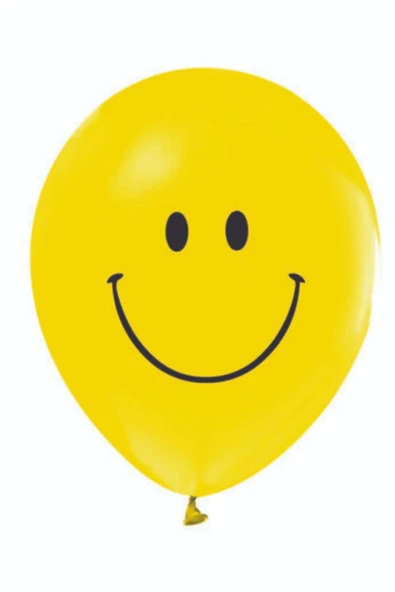 Gülen Yüz Baskılı Sarı Balon 12 Inch 20 Adet ürün görseli 1