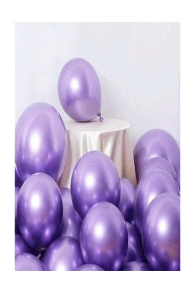 100 Adet Metalik Balon Mor Renk 10 Inc ürün görseli 1