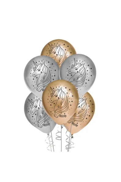 Elegant Unicorn Baskılı Metalik Balon 5li -Elegant Unicorn- ürün görseli 1
