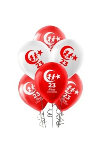 23 Ni?san Balon 12 Inç-30 Cm 100 Adet Kırmızı Ve Beyaz ürün görseli 1