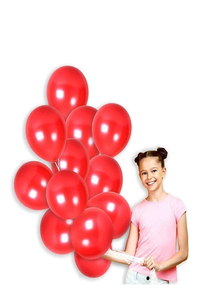 Kırmızı Renk Metalik Balon 100 Adet ürün görseli 1
