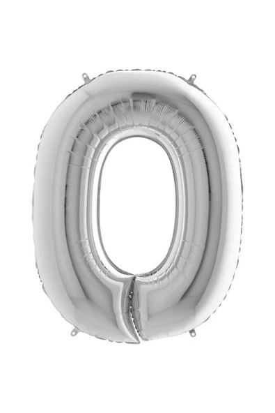 0 Rakam Gümüş Folyo Balon 102cm ürün görseli 1