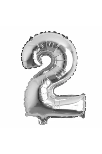 2 Rakam Gümüş Folyo Balon 102 cm ürün görseli 1