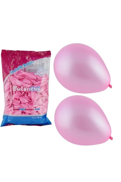 Metalik Pembe Balon 12"(100 Adet) ürün görseli 1