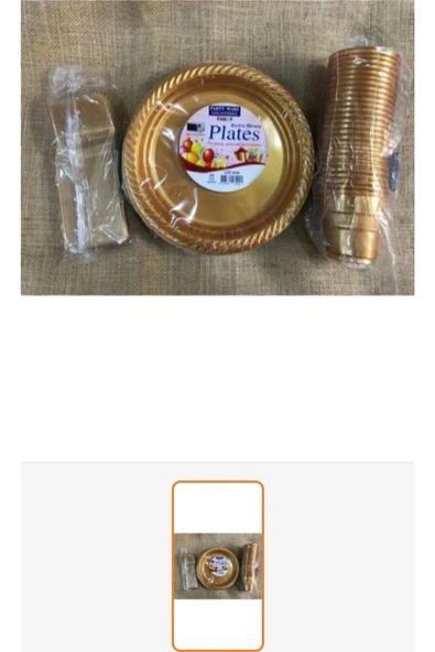 Markt Party Gold Altın Tabak Bardak Çatal Set ürün görseli 1