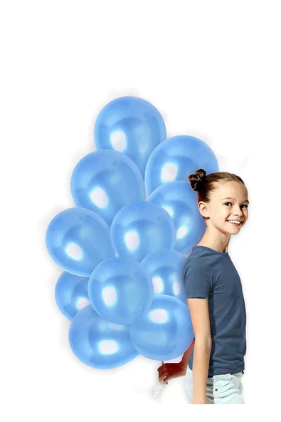 Mavi Renk Metalik Balon 100 Adet ürün görseli 1