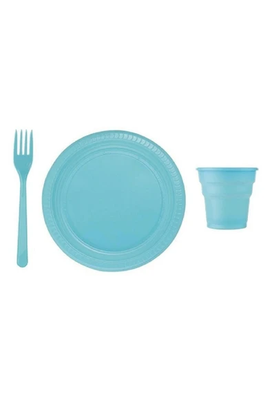 Lüx 25'li Plastik Tabak, Bardak, Çatal Seti ürün görseli 1