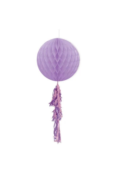Mor Püsküllü Petek Dekor Süs 30cm ürün görseli 1