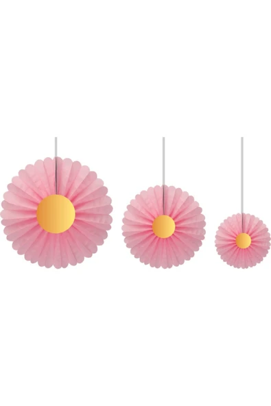 Yelpaze Kağıt Süs Seti Üçlü Pembe/mavi ürün görseli 1