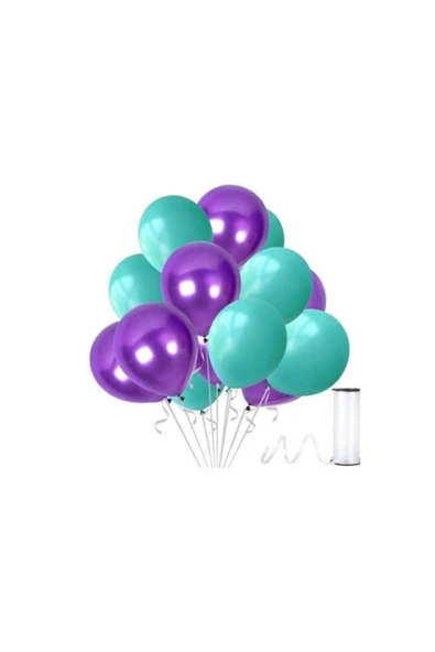 50 Adet Metalik Balon Mor - Yeşil ürün görseli 1