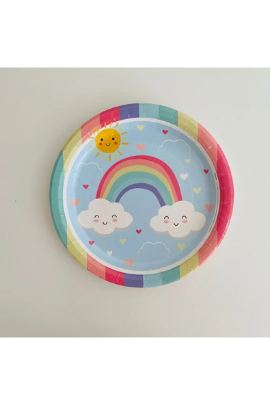 Gökkuşağı Bulut Karton Tabak 23 Cm (8 Li Paket) ürün görseli 1