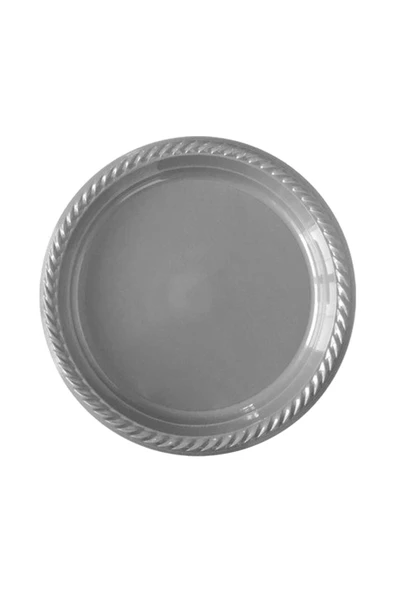 Tek Kullanımlık Plastik Tabak 22cm -Gümüş- ürün görseli 1