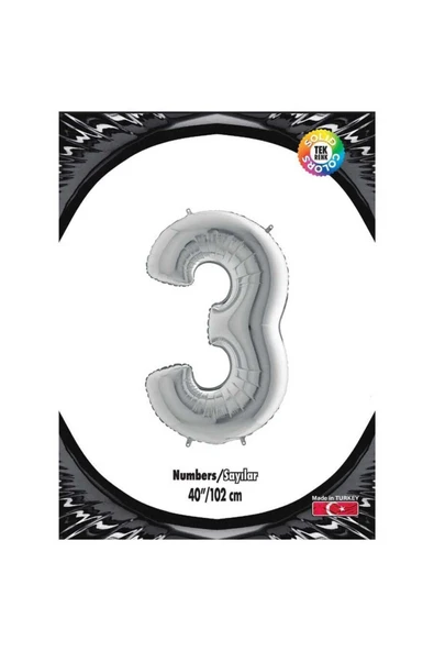 3 Gümüş 40 Inch Folyo Balon ürün görseli 1