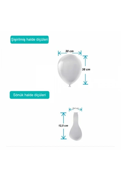 Pastel Balon Baskısız (100 'LÜ) Gri - Resim 2