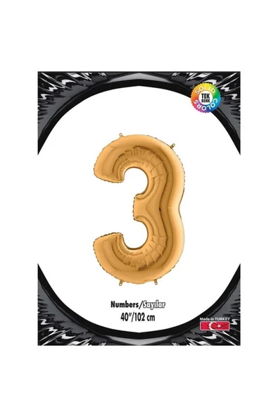 3 Gold 40 Inch Folyo Balon ürün görseli 1