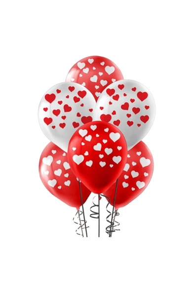 Pastel Balon Çepeçevre Baskılı 5li -Kalpler- Sevgiliye En Güzel Hediye ürün görseli 1