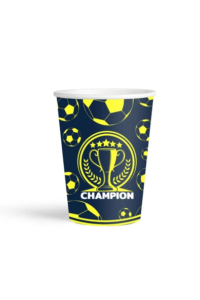 Karton Bardak 8oz 8li -Champion Sarı Lacivert ürün görseli 1