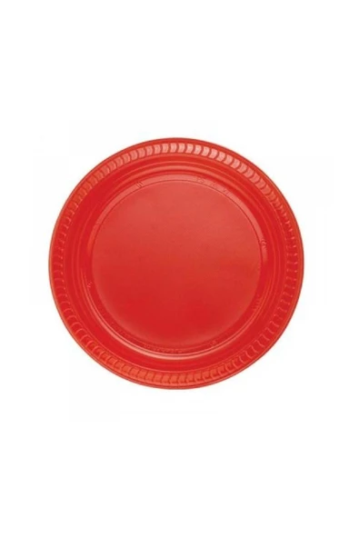 Kırmızı Plastik Tabak 22 cm 25'li ürün görseli 1