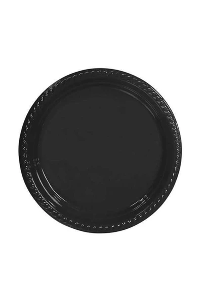 Siyah Plastik Tabak 22 Cm 25'li ürün görseli 1