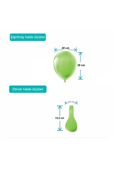 Pastel Balon Baskısız (100 'LÜ) Yeşil - Resim 2
