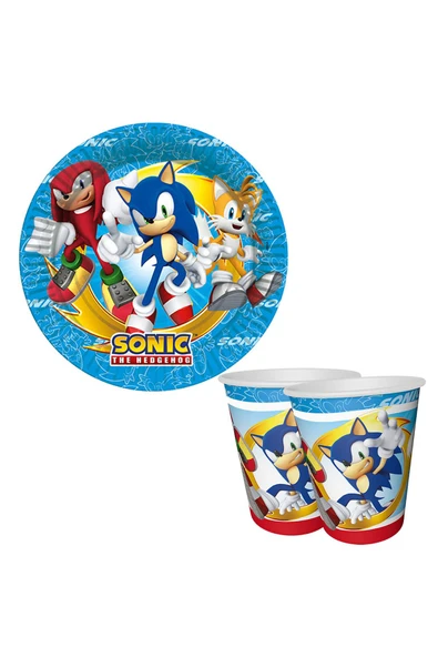 Sonic Temalı Karton Tabak Bardak 8'li ürün görseli 1