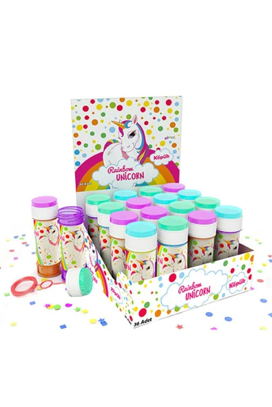 Köpük Balon Stantlı 36lı -Rainbow Unicorn- ürün görseli 1