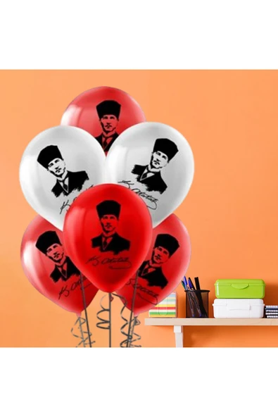 Pastel Balon Baskılı 50 ADET Atatürk BASKILI BALON ürün görseli 1