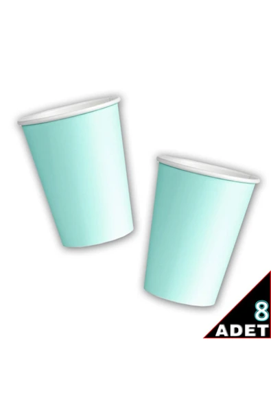 Karton Bardak Makaron Yeşil 9 Cm 8 Li - Resim 2
