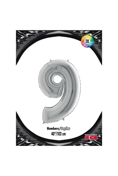 9 Gümüş 40 Inch Folyo Balon ürün görseli 1