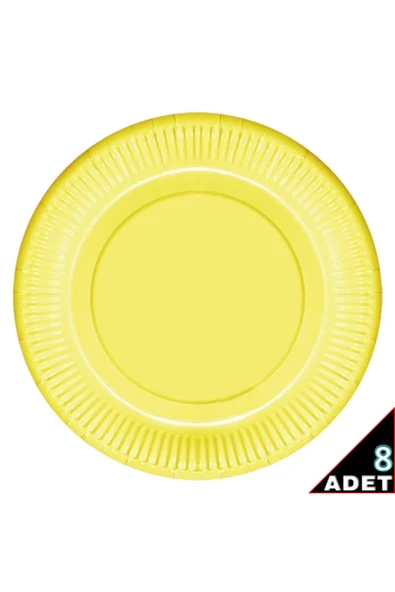 Makaron Karton Tabak, 23 Cm X 8 Adet - Sarı - Resim 2