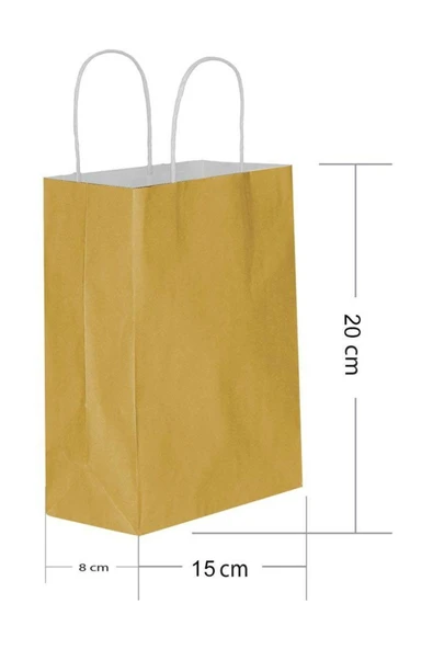 Altın Kraft Hediye Çantası 15x8x20 cm 25'li ürün görseli 1