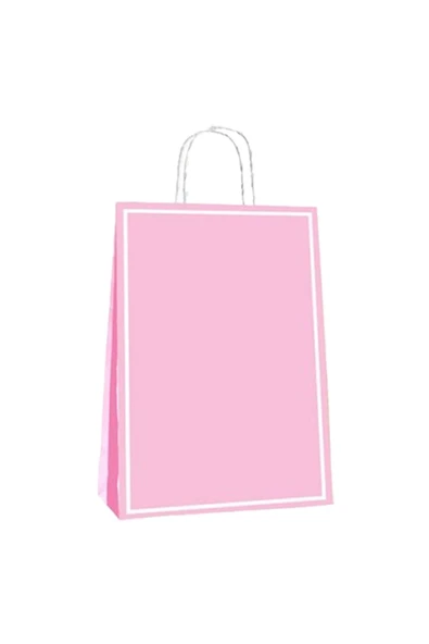 (25*12*31 Cm) Büküm Saplı Poşet (25 'li) -makaron Pembe- ürün görseli 1