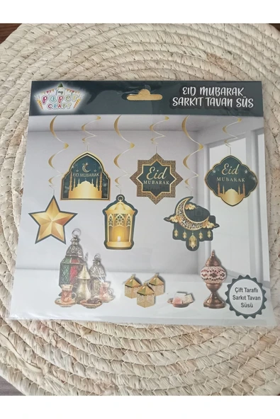 6'lı Tavan Süs Eid Mubarak Temalı Ingilizce Islami Süs ürün görseli 1