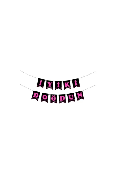 Happy Birthday Siyah Zemin Pembe Harf Flama ürün görseli 1