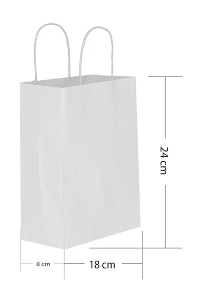 Beyaz Kraft Hediye Çantası 18x8x24 cm 25'li ürün görseli 1