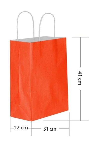 Kırmızı Kraft Hediye Çantası 31x12x41 cm 25'li ürün görseli 1