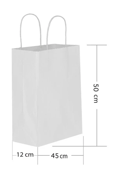 Beyaz Kraft Hediye Çantası 45x12x50 cm 25'li ürün görseli 1