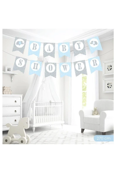 Baby Shower Mavi Harf Afiş - Resim 2