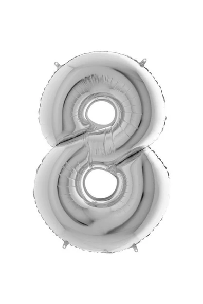 Rakam Folyo Balon 40" (100cm) Gümüş -8- ürün görseli 1