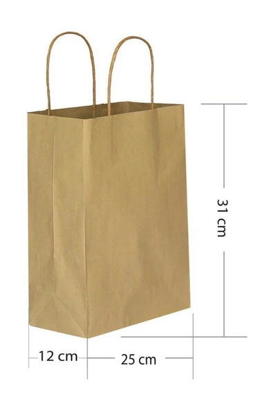Naturel Kraft Hediye Çantası 25x12x31 cm 25'li ürün görseli 1