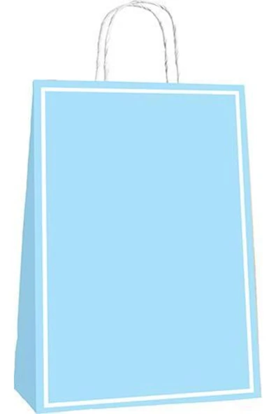 (25*12*31 Cm) Büküm Saplı Poşet (25 'li) -makaron Mavi- ürün görseli 1