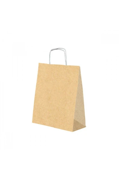 25 Adet Büküm Saplı Kağıt Poşet Kraft ( 15cm*20cm*8cm) ürün görseli 1