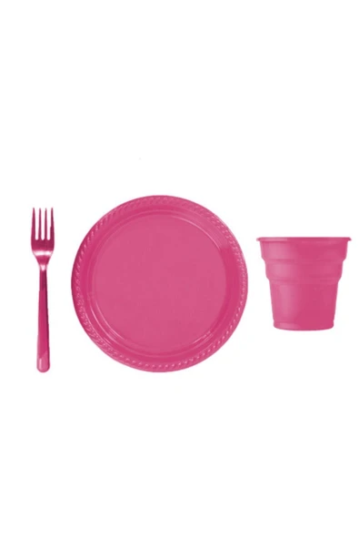 Plastik Lüks Pembe Seti 25'li ürün görseli 1