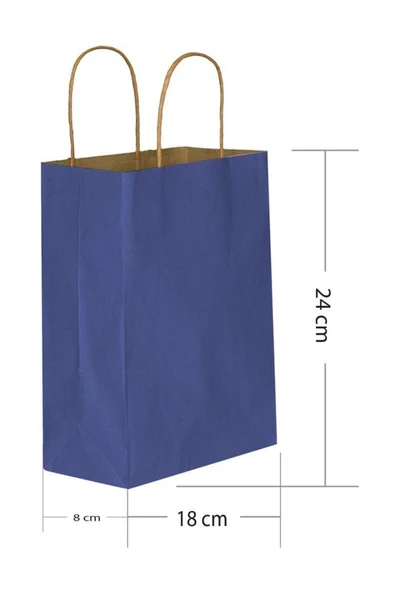 Lacivert Kraft Hediye Çantası 18x8x24 cm 25'li ürün görseli 1